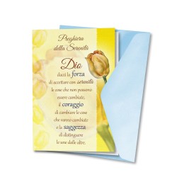 Biglietto a tema floreale in carta perlata con la Preghiera della Serenità
