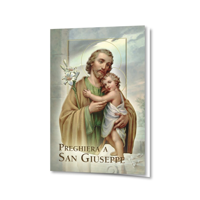 Biglietto con dettagli in oro a caldo con la Preghiera a San Giuseppe Biglietto con dettagli in oro a caldo con la Preghiera a San Giuseppe