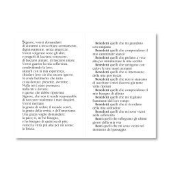 Biglietto con dettagli in oro a caldo con la Preghiera dell'Anziano