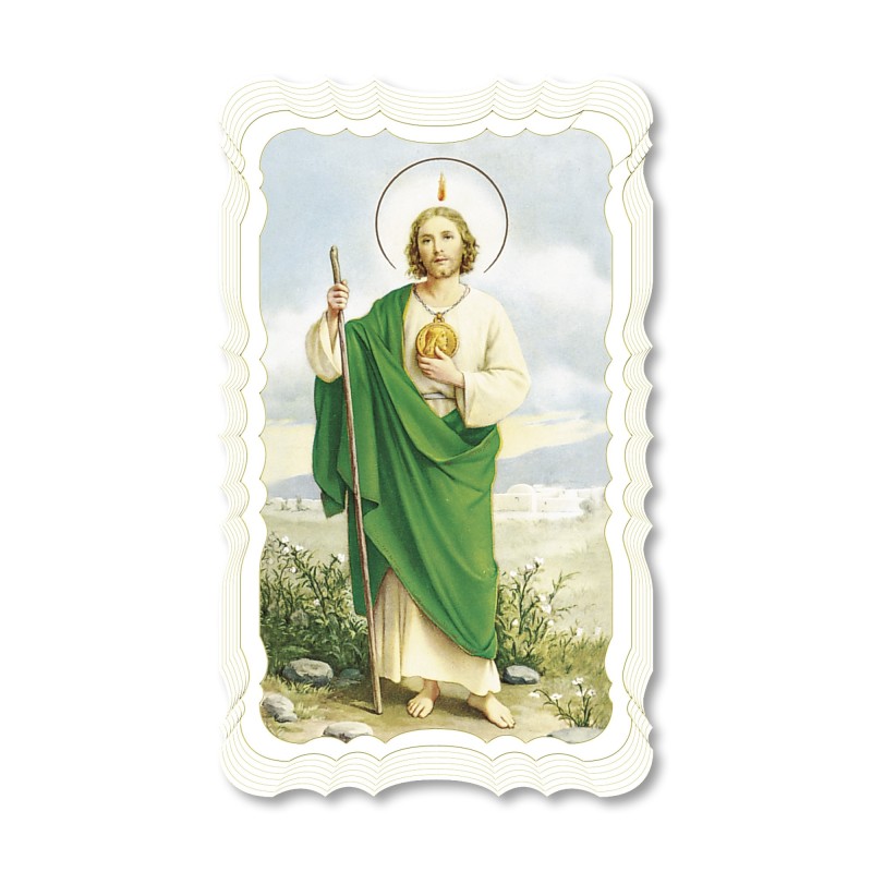 Santino di San Giuda. Stampato in carta pregiata con oro a caldo e preghiera a retro Santino di San Giuda. Stampato in carta pregiata con oro a caldo e preghiera a retro