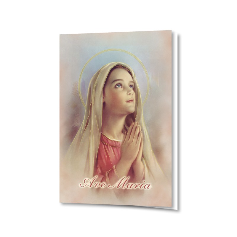 Biglietto con dettagli in oro a caldo con l'Ave Maria Biglietto con dettagli in oro a caldo con l'Ave Maria