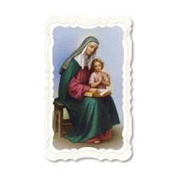 Santino di Sant'Anna. Stampato in carta pregiata con oro a caldo e preghiera a retro