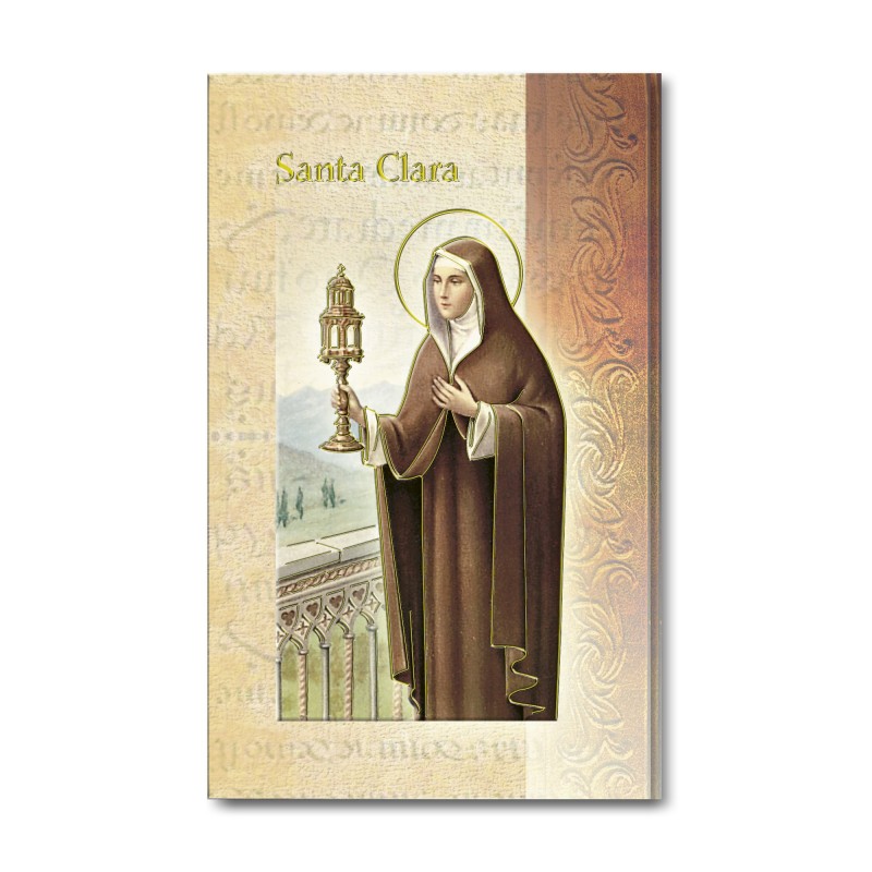 Biglietto con biografia e preghiera a Santa Clara Biglietto con biografia e preghiera a Santa Clara
