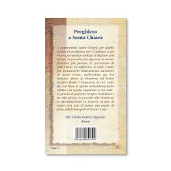 Biglietto con biografia e preghiera a Santa Clara