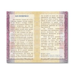 Biglietto con biografia e preghiera a San Domenico