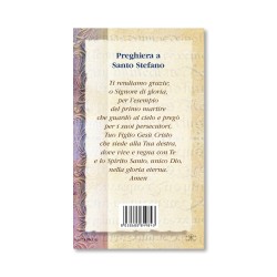 Biglietto con biografia e preghiera a Santo Stefano