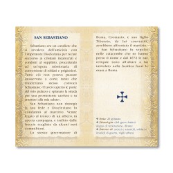 Biglietto con biografia e preghiera a San Sebastiano