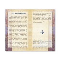 Biglietto con biografia e preghiera a San Nicola