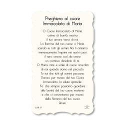 Santino del Cuore Immacolato di Maria. Stampato in carta pregiata con oro a caldo e preghiera a retro