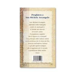 Biglietto con biografia e preghiera a San Michele