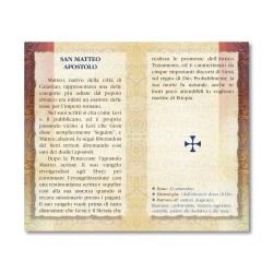 Biglietto con biografia e preghiera a San Matteo