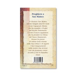 Biglietto con biografia e preghiera a San Matteo