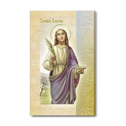 Biglietto con biografia e preghiera a Santa Lucia