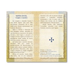Biglietto con biografia e preghiera a Santa Lucia