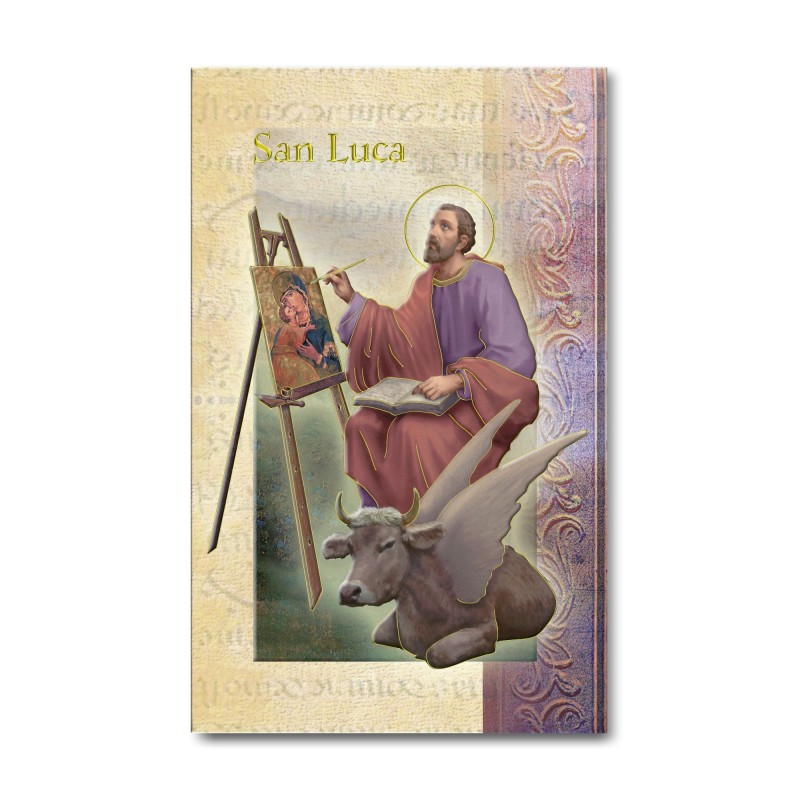 Biglietto con biografia e preghiera a San Luca Biglietto con biografia e preghiera a San Luca