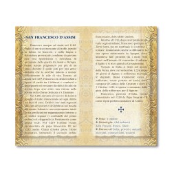 Biglietto con biografia e preghiera a San Francesco