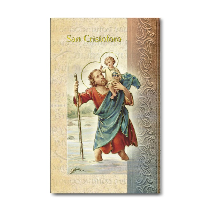 Biglietto con biografia e preghiera a San Cristoforo Biglietto con biografia e preghiera a San Cristoforo