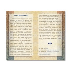 Biglietto con biografia e preghiera a San Cristoforo