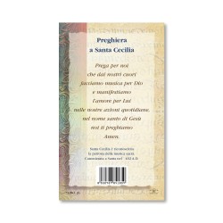 Biglietto con biografia e preghiera a Santa Cecilia