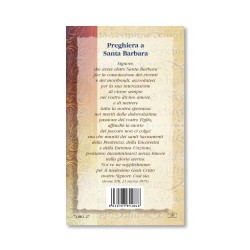 Biglietto con biografia e preghiera a Santa Barbara