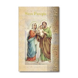 Biglietto con biografia e preghiera alla Sacra Famiglia