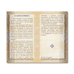 Biglietto con biografia e preghiera alla Sacra Famiglia