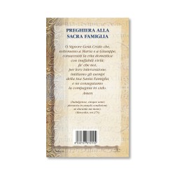 Biglietto con biografia e preghiera alla Sacra Famiglia