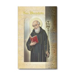 Biglietto con biografia e preghiera a San Benedetto