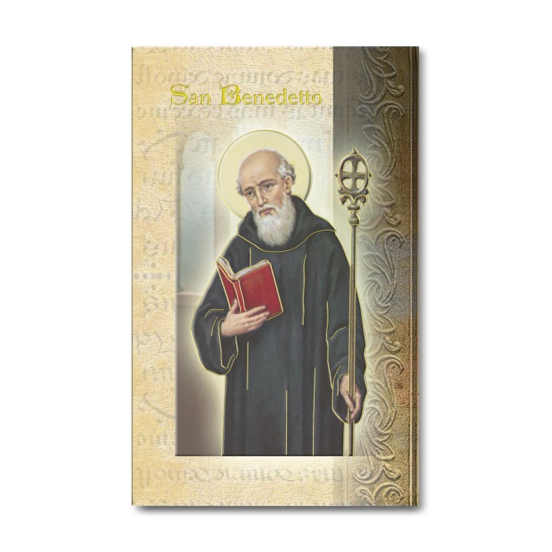 Biglietto con biografia e preghiera a San Benedetto Biglietto con biografia e preghiera a San Benedetto