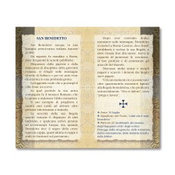 Biglietto con biografia e preghiera a San Benedetto