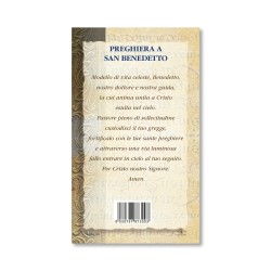 Biglietto con biografia e preghiera a San Benedetto