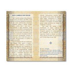 Biglietto con biografia e preghiera a San Camillo de Lellis