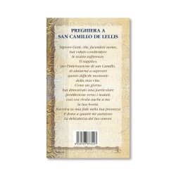 Biglietto con biografia e preghiera a San Camillo de Lellis