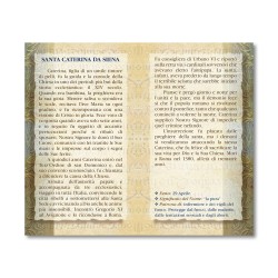 Biglietto con biografia e preghiera a Santa Caterina