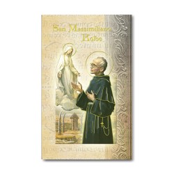 Biglietto con biografia e preghiera a San Massimiliano Kolbe