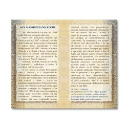 Biglietto con biografia e preghiera a San Massimiliano Kolbe
