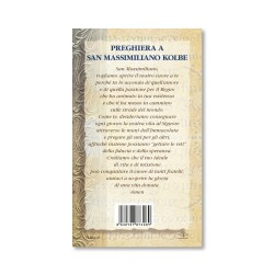Biglietto con biografia e preghiera a San Massimiliano Kolbe