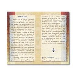 Biglietto con biografia e preghiera a Padre Pio