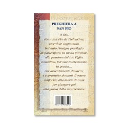 Biglietto con biografia e preghiera a Padre Pio