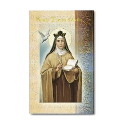 Biglietto con biografia e preghiera a Santa Teresa d'Avila
