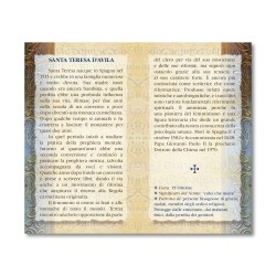 Biglietto con biografia e preghiera a Santa Teresa d'Avila