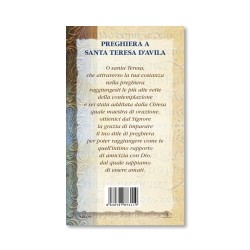 Biglietto con biografia e preghiera a Santa Teresa d'Avila