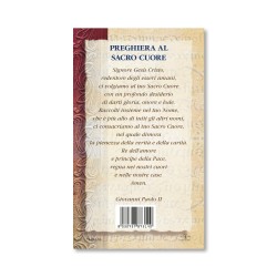 Biglietto con biografia e preghiera al Sacro Cuore di Gesù