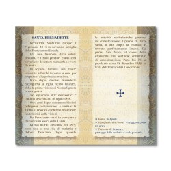 Biglietto con biografia e preghiera a Santa Bernadette
