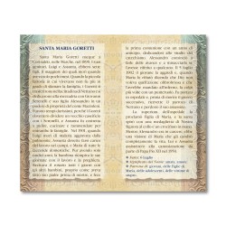 Biglietto con biografia e preghiera a Santa Maria Goretti