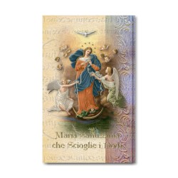 Biglietto con biografia e preghiera a Maria che scioglie i nodi