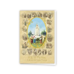 Biglietto della Madonna di Fatima con i 20 Misteri del Rosario