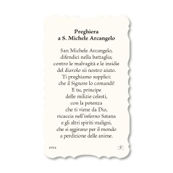 Santino di San Michele Arcangelo. Stampato in carta pregiata con oro a caldo e preghiera a retro