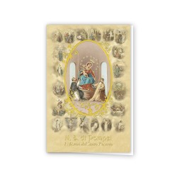 Biglietto della Madonna di Pompei con i 20 Misteri del Rosario