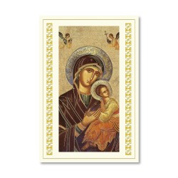 Biglietto in carta telata con applicazione dell'immaginetta dell'Icona della Madonna del Perpetuo Soccorso